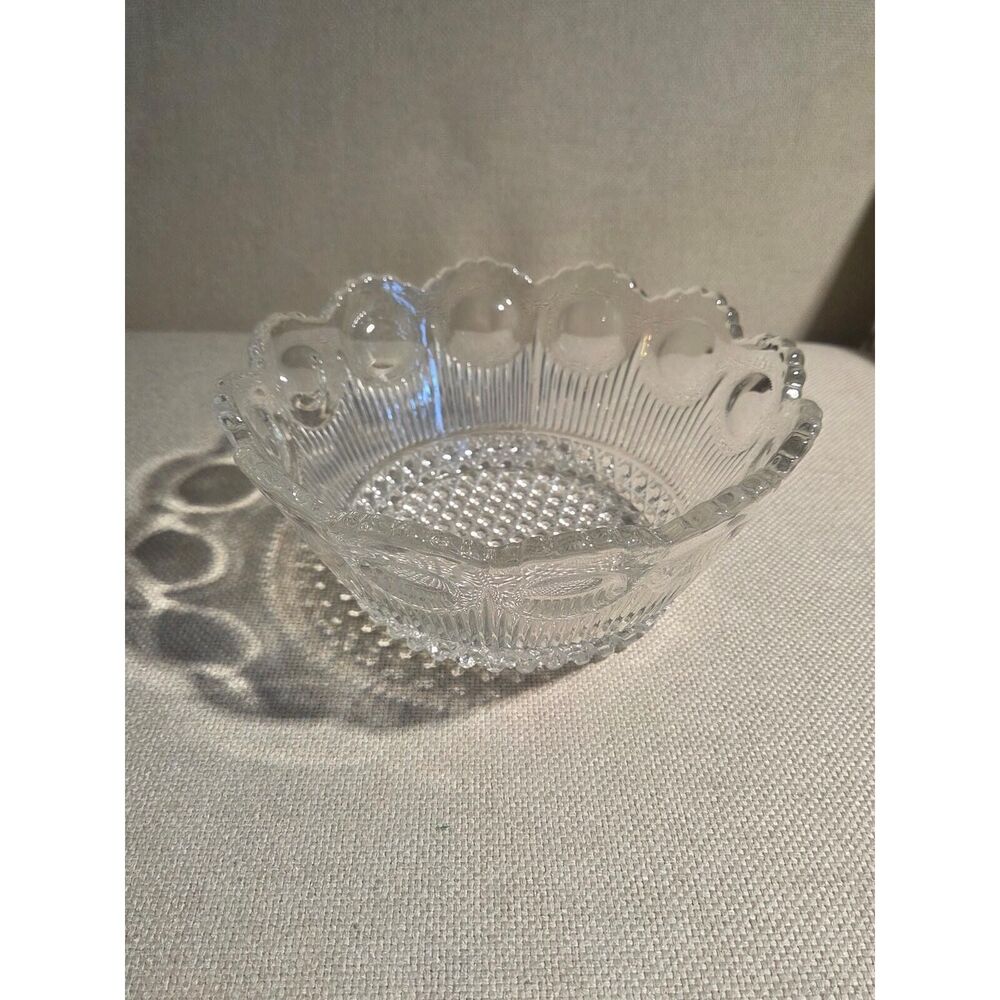 Vintage Bartlett Collins St Genevieve Glass Bowl Manhattan Thumbprint 8.5"